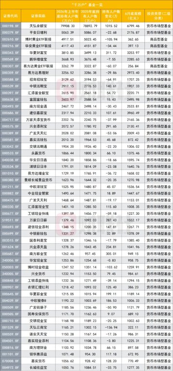 公募持有人户数半年新增5430万户 机构大举买入固收+ 宽基ETF多遭减持